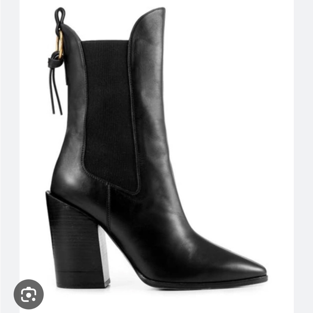 FRAME Le Manhattan Pointed Toe Chelsea Boot bootie black leather 10 - Picture 2 of 7